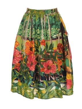 Vintage Jams World Tropical Hibiscus Rayon Skirt Hawaiian Wearable Art NWOT